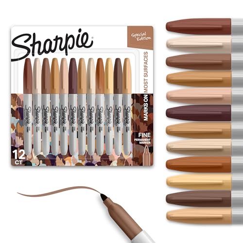 Sharpie Permanent Markers, Special Edition Portrait Colors, Fine Point, 12 Count - Assorted Skin Tone Shades - size: 1 Count (Pack of 12)