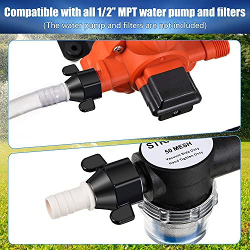 Dreyoo 1/2 Inch x 14 NPT Barb Elbow and Straight Swivel Adapter RV Water Pump Fittings with Thread Seal Tape, Female Threaded Pex for Strainer (Straight) (Dreyoo-Fittings-2354)