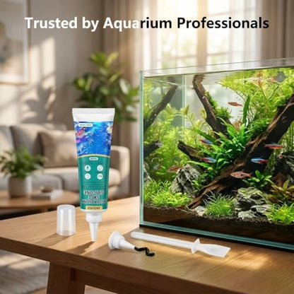 JAOJAO Black Aquarium Silicone, Aquarium Safe Silicone Sealing Waterproofing Strong Adhesion Fish-Safe Fast Curing Good Flexibility Underwater Bonding for Fish Tank Pools, 120ml - color: Black