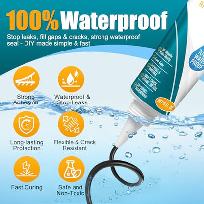 Silicone Sealant - 100% Waterproof, Flexible & Shrink Proof Caulk for Bathroom, Kitchen, Windows, Automotive – Strong Adhesion Sealant for Cracks, Gaps, Leaks 150ML/5Oz (Grey) - color: GREY