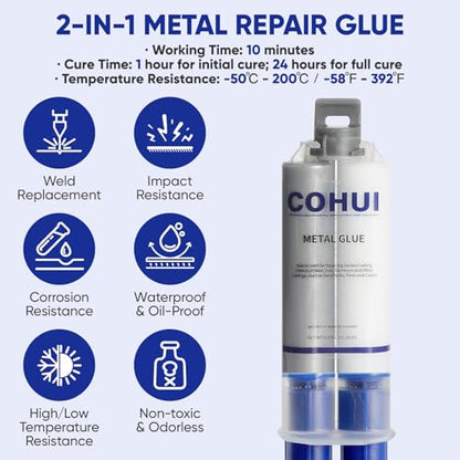 Metal Glue - Heavy Duty Welding Metal Repair Glue - High Strength Waterproof Liquid Welding Epoxy Adhesive - Strong Foundry Glue for Castings Metal Steel Iron Aluminum Plastic Ceramic Wood Glass