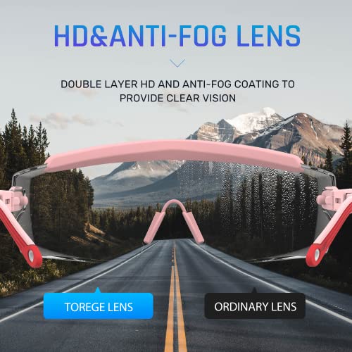 Anti Fog Safety Glasses Safety Goggles Over Glasses Protective Glasses with Anti Scratch Lenses Adjustable - color: Pink