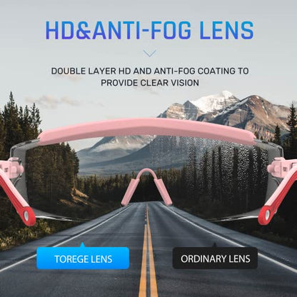 Anti Fog Safety Glasses Safety Goggles Over Glasses Protective Glasses with Anti Scratch Lenses Adjustable - color: 2 Pack (Pink + Grey)