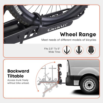 CRAVOT CyberRack S3 Ebike Rack, 300 lbs Capacity Foldable Bike Racks for Tow Hitch Heavy Electric Bike Carrier for 3 E-Bike, Up to 5-inch Fat Tire 2'' Receiver - style: S3-300lbs