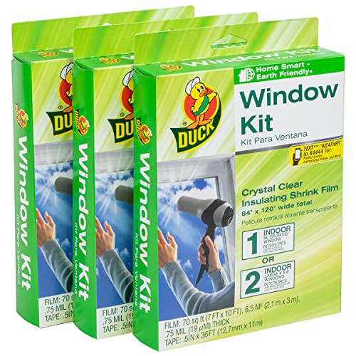 Duck Brand Window Insulation Kit for Indoor Extra Large Windows or Patio Doors, 84 in x 120 in, 3-Pack - size: 3 Pack