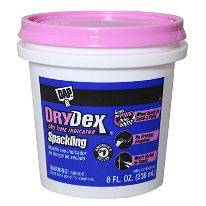 Dap 12328 DryDex Spackling Interior/Exterior, 1/2-Pint , White - size: 1/2 Pint