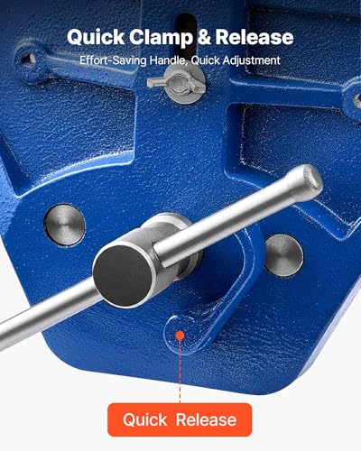 VEVOR Woodworking Vise, 9 Inch Jaw Width, Quick Release Wood Bench Vise, 10.2 Inch Max Jaw Opening, Heavy-duty Cast Iron Construction, Adjustable Front Stop, Workbench Vice, for Woodworking Drilling - size: 9inch