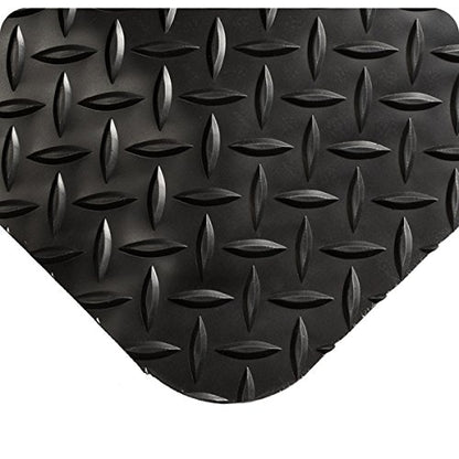 Wearwell 495.916x2x8BK Diamond-Plate Select Mat, 8' Length x 2' Width x 9/16" Thick, Black - color: Black, size: 2x8x9/16"