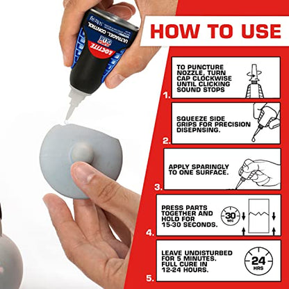 Loctite Super Glue Ultra Gel Control, Clear, 0.14 fl oz Bottle, 2 Pack - Superglue for Plastic, Wood, Metal, Crafts & Repair, Cyanoacrylate Adhesive Instant Glue, Quick Dry - size: 2 Pack, style: Ultra Gel Control
