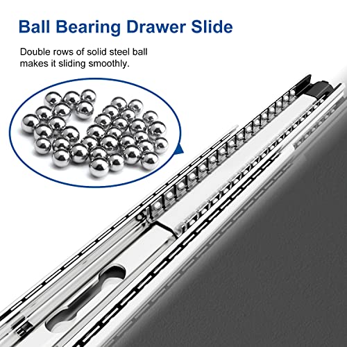 VADANIA 20" Heavy Duty Drawer Slide Without Lock #A53, 2" Width Up to 250lb Load Capacity, 3-Fold Full Extension, Ball Bearing, Side Mount, 1-Pair - color: #A53 - Without Lock, size: 20 Inch