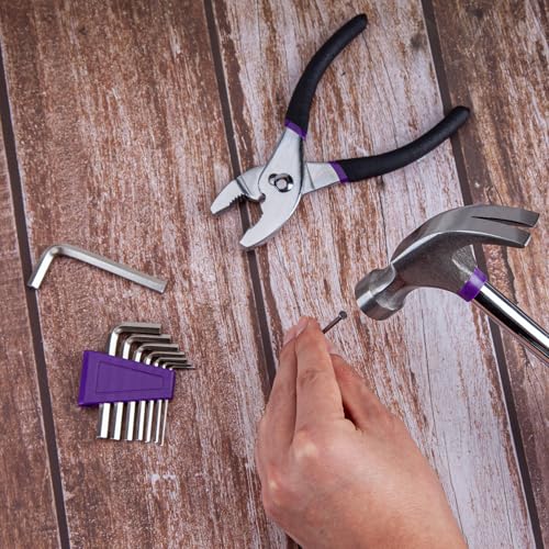 CARTMAN Home Tool Set Kit, Basic Household Hand Tools with Storage Case Purple - color: Purple&black