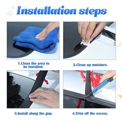 BESULEN 26 Ft Car Windshield Weather Stripping, T Shape 14mm+19mm As a Set, Adhesive Rubber Seal Strip, Auto Sunroof Sealing Gasket, Front Rear Windshield Trim Leak Sound Proofing Weatherstrip - size: 26 Ft/0.55''+0.74'' Wide