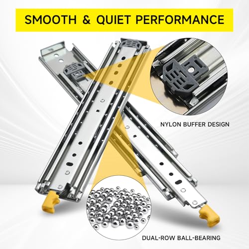 Drawer Slides Heavy Duty Locking 22 Inch, Ball Bearing Rails Track, Full Extension Ball Bearing Runners with Lock, 3" Width Up to 500 lbs Load Capacity,1 Pair - size: 22 Inch, style: With lock(W:76mm)