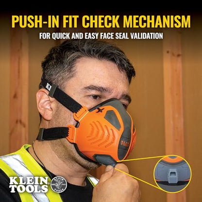Klein Tools 60553 Reusable P100 Half-Mask Respirator with Replaceable Filters for Dust, Metal Fumes, and Oil Mist, S/M