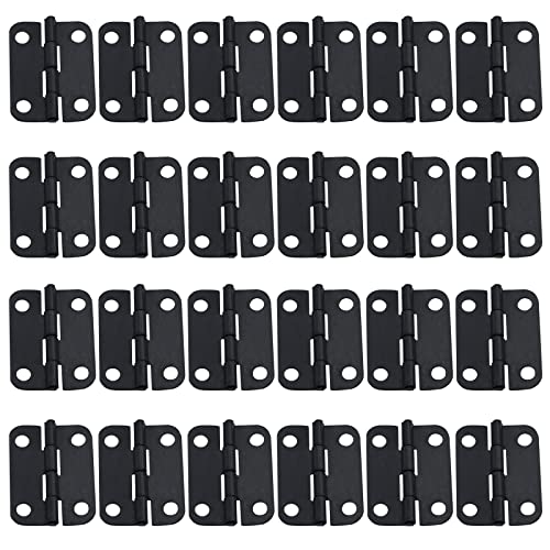 Antrader Cabinet Hinges, 1" x 3/4" Metal Foldable Small Hinge for Cabinet Door Closet, Black, Pack of 24 - color: Black, size: 1" x 0.8", 24pcs