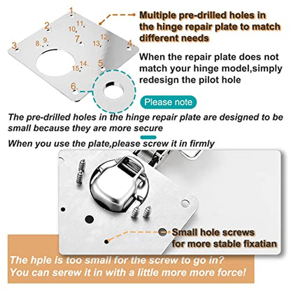 6 Pcs Cabinet Door Hinge Repair Plates, Cabinet Hinge Repair Board Replacement Kit, Metal Hinges Repair Fixing Plates with Screw for Kitchen Cupboard Door - size: Large