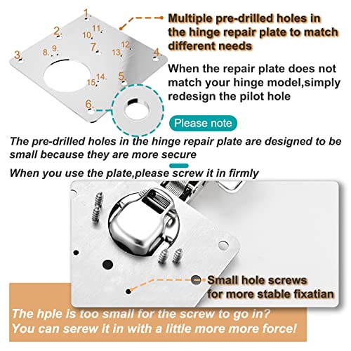 6 PCS Cabinet Hinge Repair Plate, Hinges Repair Fixing Plates, Stainless Steel Cabinet Repair Board, Kitchen Cupboard Door Hinge Repair Brackets Kit, Cabinet Fixing Plate Bracket with Mounting Screw - size: Large & Small