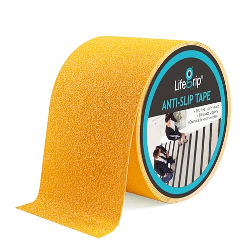LifeGrip Anti Slip Traction Tape, 4 Inch x 38 Foot - Best Grip, Friction, Abrasive Adhesive for Stairs, Tread Step, Indoor, Outdoor, Yellow (4" X 38') - color: Yellow, size: 4" X 38'