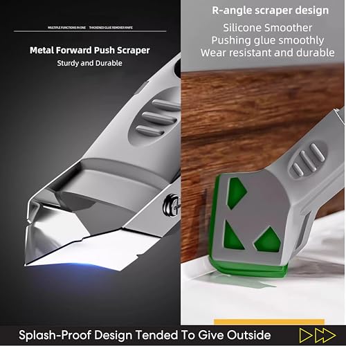 Caulking Silicone Smother Remover Tool, 7-in-1 kit Scraper, Silicone Smoother, Rubber Shovel, 5 Pads, Sickle, 4 Blades. Stainless Steel Nozzle applicator, Tile Grout Removal Set I Green - color: Green