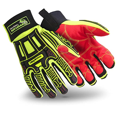 HexArmor Cut Resistant Impact Protection Reinforced Palm Work Gloves | Rig Lizard® Series 2021X | X-Small - color: Rig Lizard 2021x | Hi-vis & Contact Heat, size: X-small (Pack of 1)
