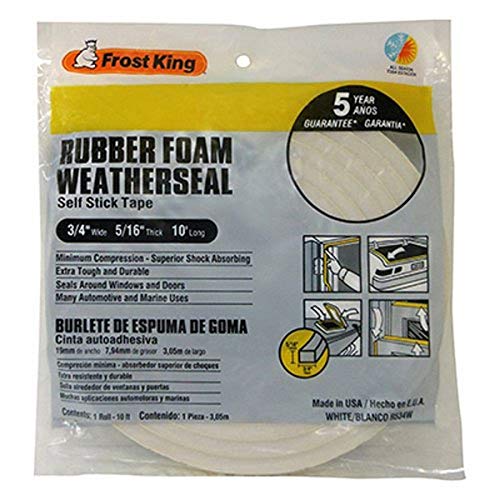 Frost King R534WH Sponge Rubber Foam Tape 5/16-Inch, White - size: 3/4" x 5/16" x 10'