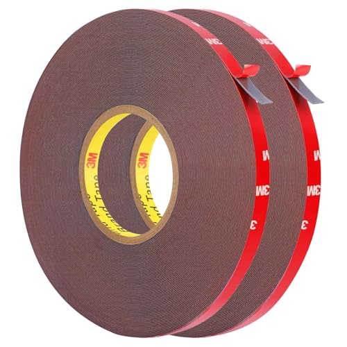 HitLights Double Sided Tape Heavy Duty (2 Pack), Waterproof Strong Mounting Adhesive Tape for Walls, Car, Home Decor, Office Decor (100ft x 0.39in) - size: 100ft (2 Pack)