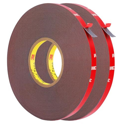 HitLights Double Sided Tape Heavy Duty (2 Pack), Waterproof Strong Mounting Adhesive Tape for Walls, Car, Home Decor, Office Decor (100ft x 0.39in) - size: 100ft (2 Pack)
