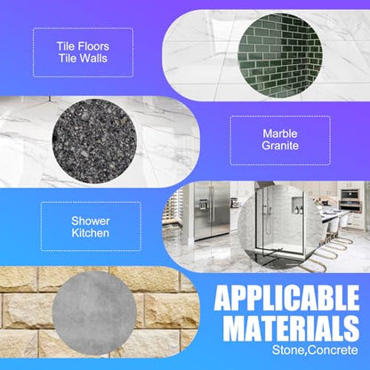 Grout Sealer, Waterproof Tile Sealer for Shower Tile, Floor, Kitchen - 2-in-1 Spraying & Squeezing Application - Clear Fast Dry Stain Resistant Grout Sealant for Bathroom, Shower, Marble