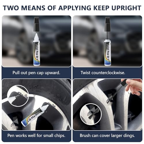 Car Touch-Up Paint Pen & Scratch Repair Marker & Eraser for Automotive Chips & Scratches, Dripless Paint Repair with Clear Coat & UV Protection, 0.5oz Universal Pen