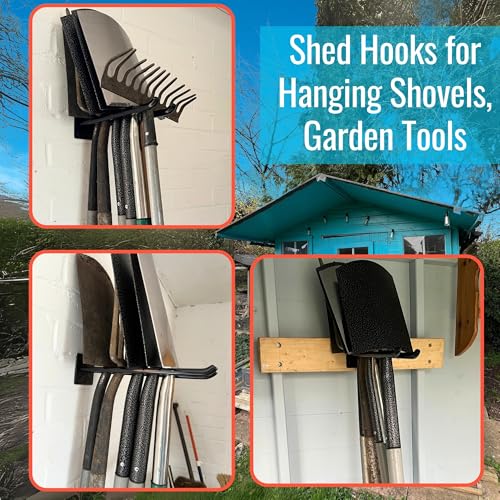 Ladder Hangers for Garage Wall - Hooks Heavy Duty - Hooks for Garage Wall Hanging - Shed, Yard and Garage Tool Hanger for Folding Chairs, ladders and Garden Tools