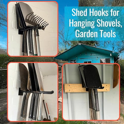 Ladder Hangers for Garage Wall - Hooks Heavy Duty - Hooks for Garage Wall Hanging - Shed, Yard and Garage Tool Hanger for Folding Chairs, ladders and Garden Tools