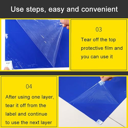 Cleanroom Sticky Mats 24x36in (30 Sheets) - Perfect for Construction Sites, Hospitals, Home Use & Tattoo Studios Dust Control Mats (Gray, 1 Pack) - color: Gray, size: 18x24in