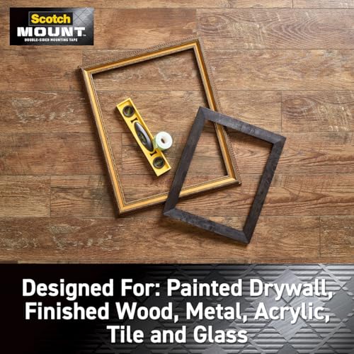 Scotch-Mount Indoor Double-Sided Mounting White Tape, 1 in x 125 in (10.4 ft), Features 3M Industrial Strength Adhesive, No Mess or Tools (314H-MED)