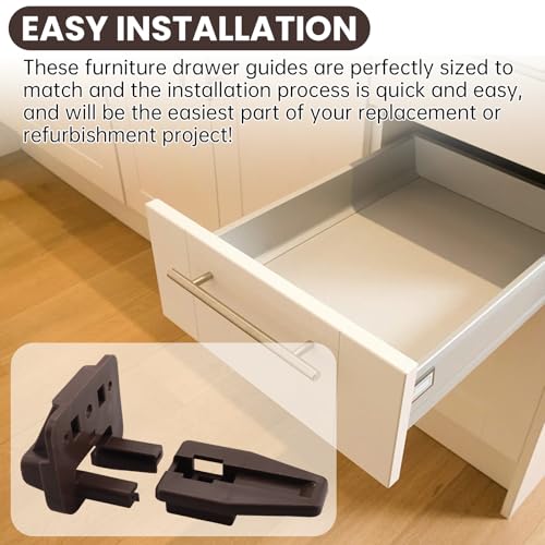R 7321 Drawer Track Guide and Glides (2 Pack) & R 7221 21/32 inch x 1-1/8 inch, White Drawer Guide Kit (2-Pack)，Replacement Furniture Parts for Dressers, Hutches and Nightstand Drawer Systems