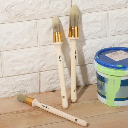 Bates- Trim Brush Set, 0.6”, 0.75” & 1”, Wooden Handle, Round Paint Brush - color: Wooden Handle