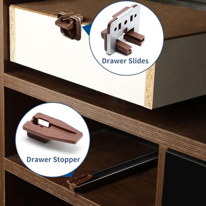 Surf turtle 3 Pack Drawer Slide Track Guide Glide with Metal Backing, Compatible with Rite-Trak 1 Drawer System, Center Mount Drawer Replacement Parts for Dresser and Nightstand - style: 3 Pack/Classic With Metal Brackets