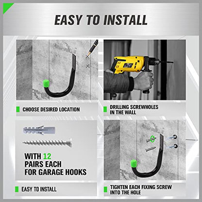 SWANLAKE Heavy Duty Garage Storage Utility Hooks, Utility Hooks for Garage Wall,Color Black (6PCS) - style: Traditional