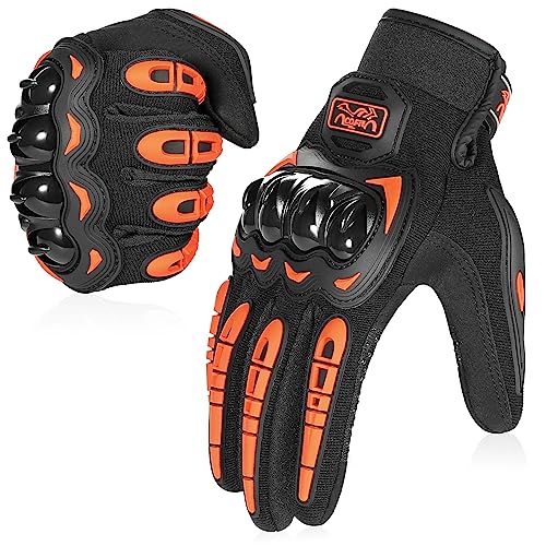 COFIT Motorcycle Gloves Breathable, Touchscreen Motorbike Gloves Anti-slip with Good Grip Hard Knuckles Protection for Men Women Motocross, BMX ATV MTB Cycling, Road Racing - Orange XXL - color: 5-orange, size: XX-Large