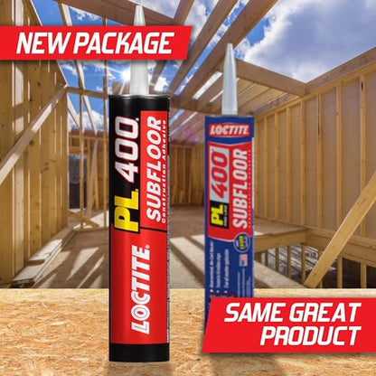Loctite PL 400 Subfloor Heavy Duty Adhesive, 10 fl oz, 12, Cartridge - size: 12 Pack/10 Ounce