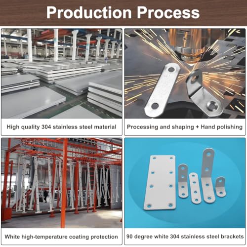 16 Pcs White 2.5 Inch L Bracket Stainless Steel Corner Braces, Heavy Duty 90 Degree Joint Right Angle Brackets for Wood Shelves, Cabinet, Frame, with Screws - size: L/2.5inch*2.5inch 16Pack