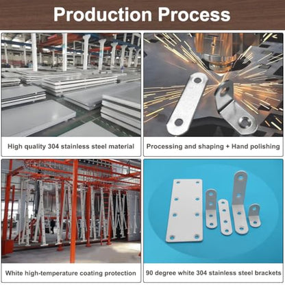 16 Pcs White 2.5 Inch L Bracket Stainless Steel Corner Braces, Heavy Duty 90 Degree Joint Right Angle Brackets for Wood Shelves, Cabinet, Frame, with Screws - size: L/2.5inch*2.5inch 16Pack