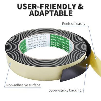 1 Rolls Weather Stripping Door Seal, 3m/9.84Ft L x 10mm W x 5mm T Sealing Foam Tape for Doors Window Automobile, Shockproof Soundproof High Density Adhesive Foam Tape - size: 1pcs 5mm×10mm×9.84Ft(T×W×H)