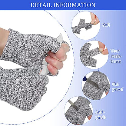 Geyoga 2 Pair Cut Resistant Half Finger Protection Gloves for Home Use (Grey) - color: Grey