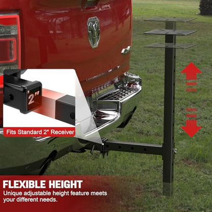 Heavy-Duty Hitch Mount Vise Plate/Bench Grinder Stand Work Table 9.45”x9.45”, Hitch Vise Holder with Adjustable Height, Universal Fit for 2-Inch Receiver