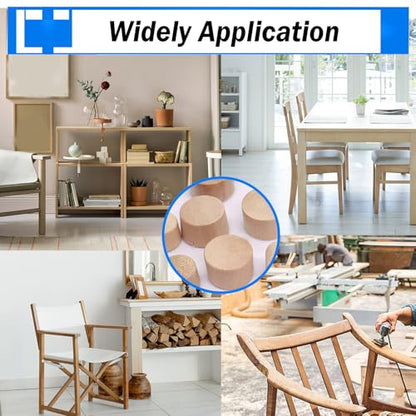 smseace 150Pcs 4-Sizes Wood Plugs 3/16" 5/16"，3/8"，1/2" Wooden Hole Plugs for Holes in Furniture/Table and Chair Legs/Cabinet Reserved Holes/Outdoor Equipment Wood Plugs Assortment Kit - style: Round Wood Plugs