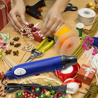 Mini Heat Gun, Portable Hot Air Gun Tool for DIY Crafts Heat Shrink Gun for Epoxy Resin, Embossing, Shrinking Wrapping Drying Paint Removing Stickers (Blue) - color: Blue