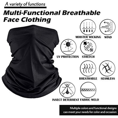 Geyoga Neck Gaiter Bandana Face Mask Summer UV Protection Cooling Breathable Face Mask Neck Scarf Balaclava for Men Women - color: Black, Gray, White