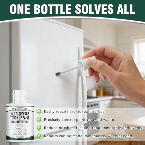 White Touch Up Paint, White Paint for Walls, Doors, Cabinets & Furniture, High Adhesion, Low Odor, Semi-Gloss Finish, 30ML