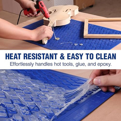 WORKPRO Silicone Glue Mat 2-Pack, Non-Stick Heat-Resistant Silicone Pad with Built-in Measurement Grid, Anti-Slip & Durable Surface for Resin, Epoxy, DIY, Crafts, Woodworking, Garage & Workshop