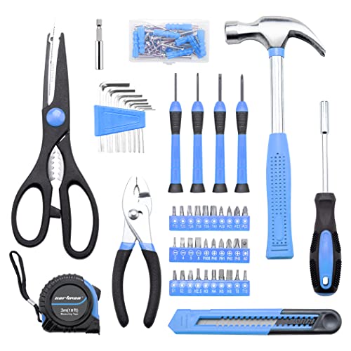 CARTMAN Home Tool Set Kit, Basic Household Hand Tools with Storage Case Light Blue - color: Light Blue